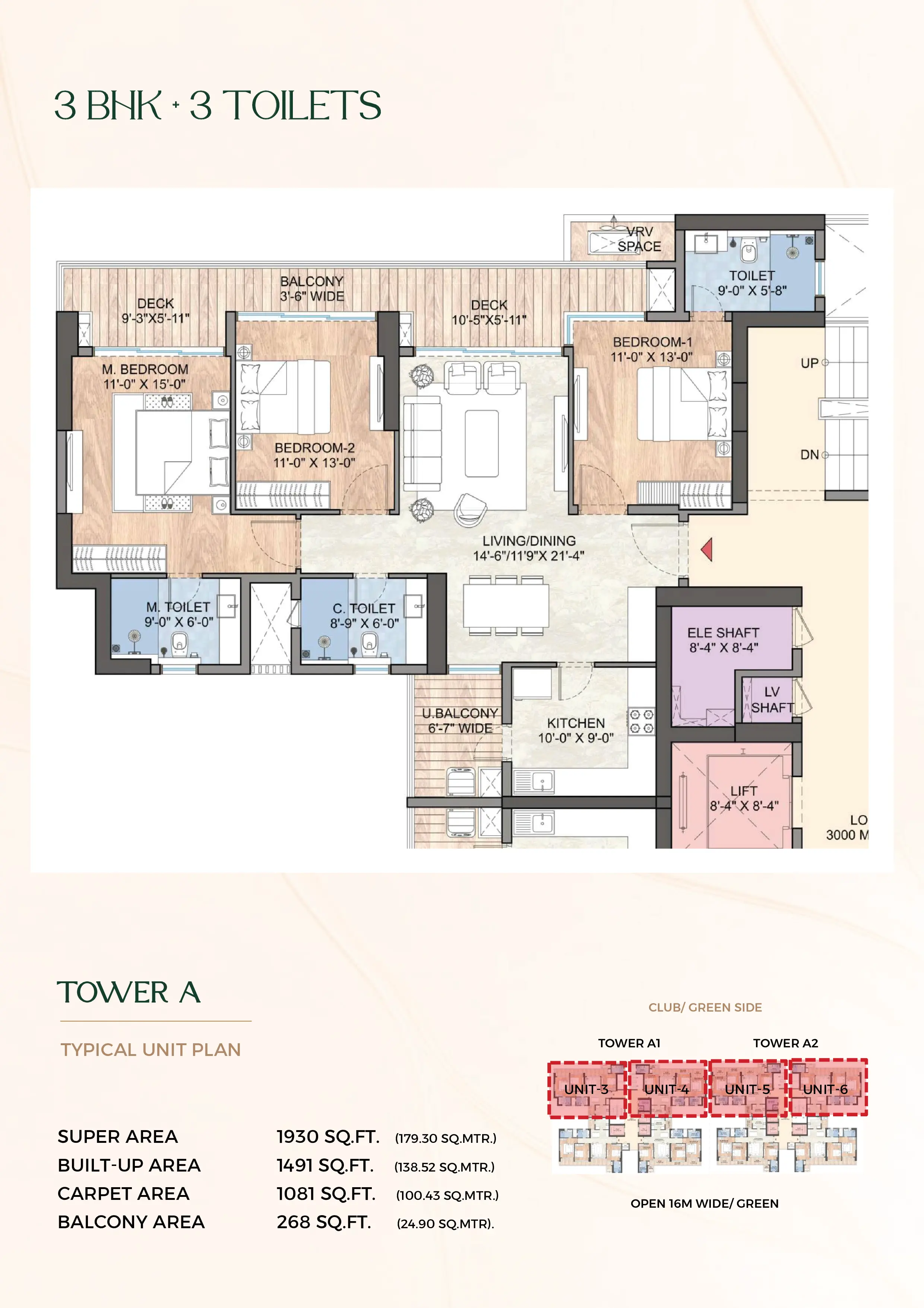 3 BHK + Servant